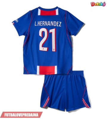 Lacne Dětský Futbalové dres Paris Saint-Germain Lucas Hernandez #21 2026-27 Krátky Rukáv - Domáci (+ trenírky)